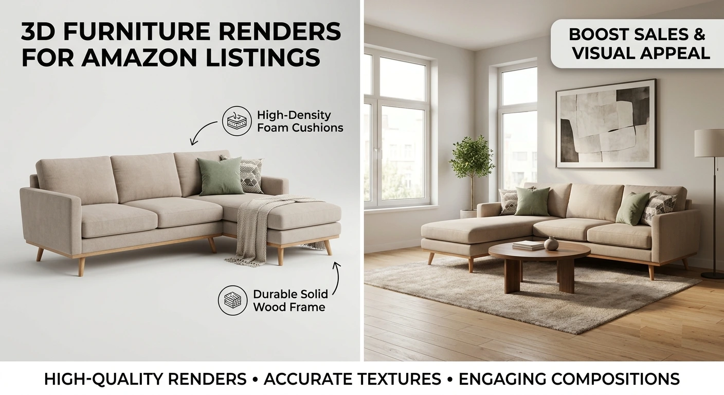 3D Furniture Renders for Amazon Listings Best Practices