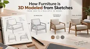 how furniture is 3d modeled from sketches